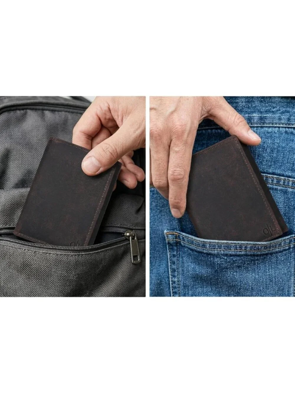 Slim Minimalist Trifold Leather Wallet for Men - RFID Protection, 6 Card Slots
